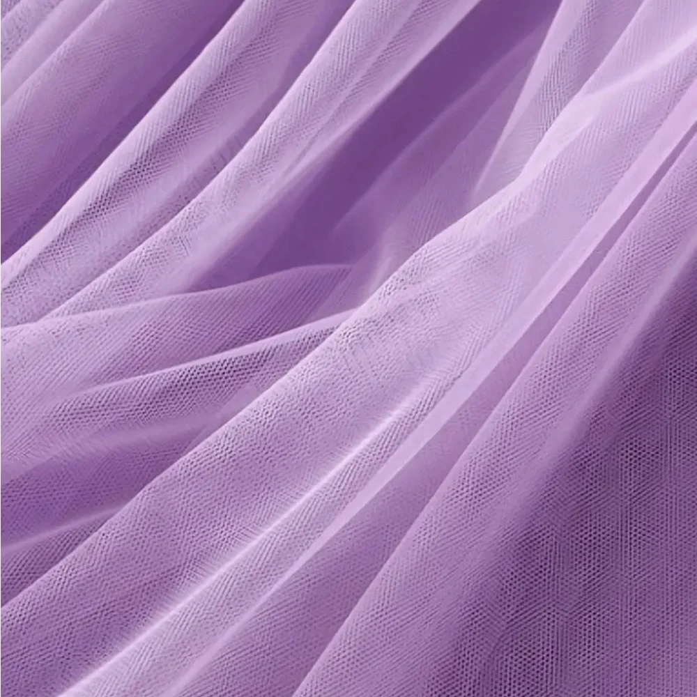 Lilac Chiffon Mesh Sheer Ruffled Layered Maxi Skirt (One size) - Picture 5 of 5